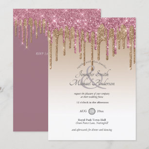 Convite Casamento DOURADO com brilho no Royal Elegance PIN