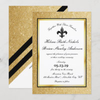 Casamento Dourado com brilho preto Fleur de Lis