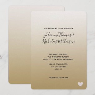 Convite Casamento Dourado com Coração de Ombre