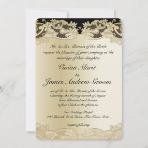 Convite Casamento Dourado com Design Floral