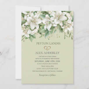 Convite Casamento Dourado com Lilas Verde