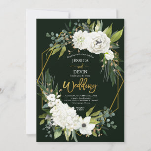 Convite Casamento Dourado com quadro branco legante