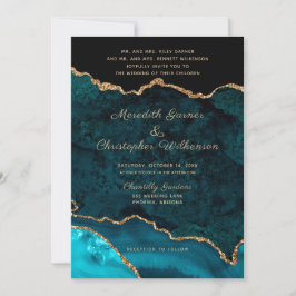 Convite Casamento Dourado da Agata Teal