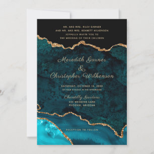 Convite Casamento Dourado da Agata Teal