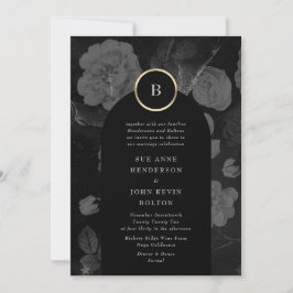 Convite Casamento Dourado da Arca Floral Dramática de Carv