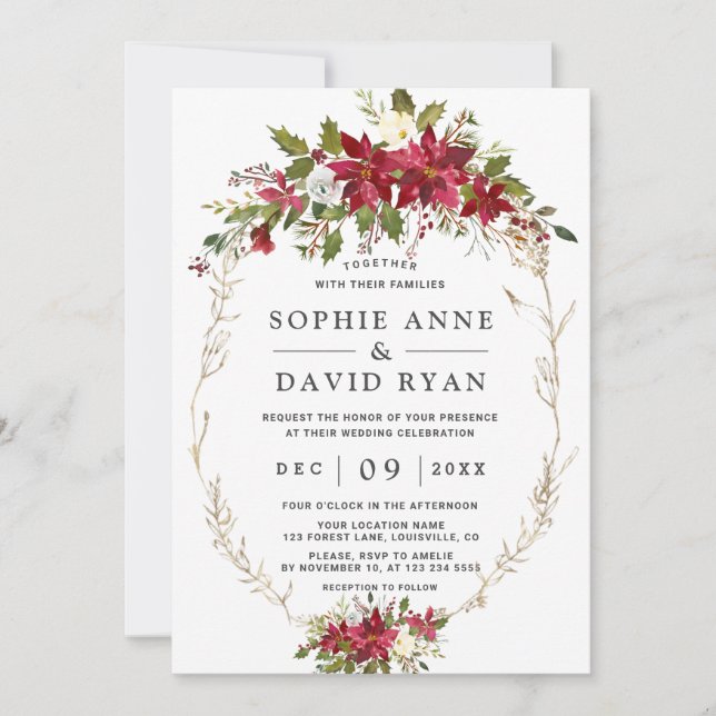 Convite Casamento Dourado das Flores Rosa Elegante (Frente)