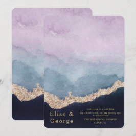 Convite Casamento Dourado de Agata Azul com Púrpura