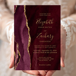 Convite Casamento Dourado de Agata Burgundy