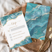 Casamento Dourado de Agate Turquoise RSVP