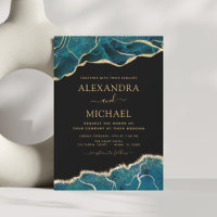 Casamento Dourado de Agate Turquoise Teal