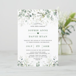 Convite Casamento Dourado de Airy Watercolor Greenery