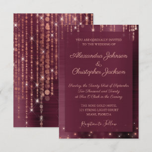 Convite Casamento Dourado de Brilhante e Rosa