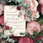 Convite Casamento Dourado de Burgundy Floral Watercolor<br><div class="desc">Linda e elegante burgundy e padrão floral de cor d'água de pík com aparas falsas de ouro rústico. Tão sofisticado e chique. Perfeito para qualquer estação. 100% de satisfação do cliente no "Zazzle" todos os dias.</div>