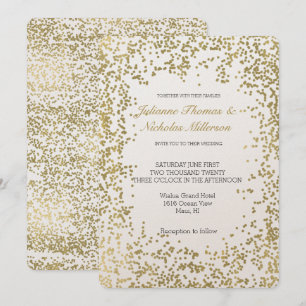 Convite Casamento Dourado de Confetti Glam