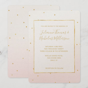 Convite Casamento Dourado de Confetti Sparkle, Cor-de-rosa