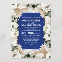 Convite Casamento Dourado de Confetti Wreath com Flores Br