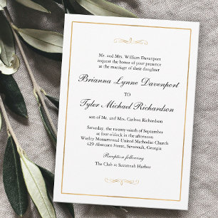Convite Casamento Dourado de Elegance Simples Clássico
