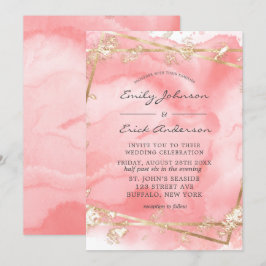 Convite Casamento Dourado de Fairytales, Cor-de-Rosa-Blush