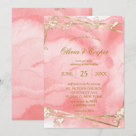 Convite Casamento Dourado de Fairytales, Cor-de-Rosa-Blush