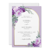 Casamento Dourado de Folhagem Floral Roxa Elegante