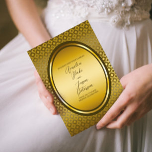 Convite Casamento Dourado de Frame Regal Luxurioso