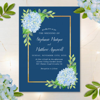 Convite Casamento Dourado de Fronteira marinho Azul Hydran