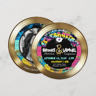 Convite Casamento Dourado de gravação de fotos Hip Hop do 
