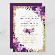 Casamento Dourado de Lama Roxo Elegante Moderno