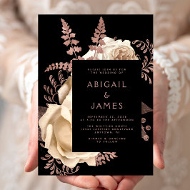 Convite Casamento Dourado de marfim azul escura e legante