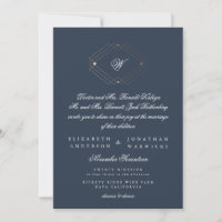 Casamento Dourado de Marinho Geométrico Simples