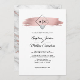 Convite Casamento Dourado de mármore do Elegante moderno