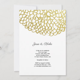 Convite Casamento Dourado de Padrões Petais desenhados à m