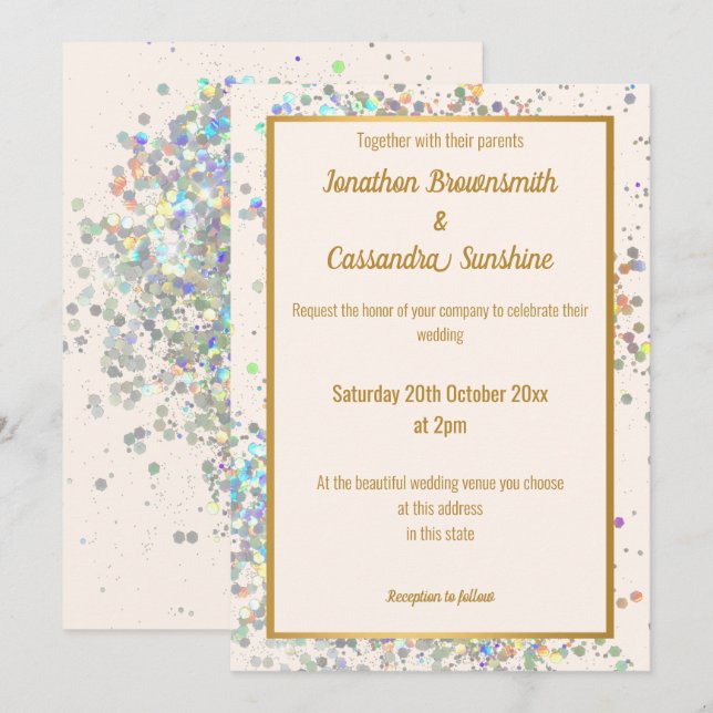 CONVITE CASAMENTO DOURADO DE PINCO  MODERNO (Frente/Verso)