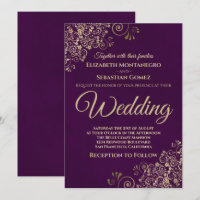 Casamento Dourado de Púrpura de Ameixa Simples