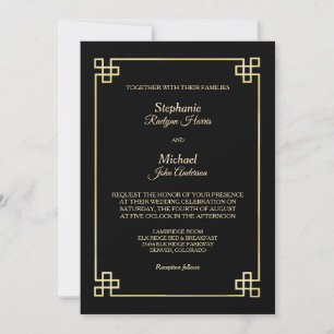 Convite Casamento Dourado de quadro negro