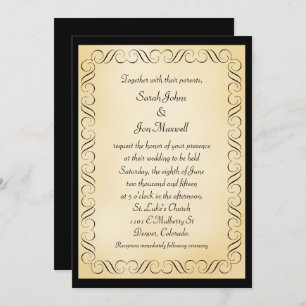 Convite Casamento Dourado de quadro negro