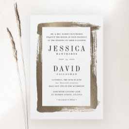 Convite Casamento Dourado de Satin Bruche Moderno