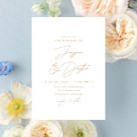Convite Casamento Dourado de Script Minimalista Elegante<br><div class="desc">Completamente personalizável,  este simples convite de casamento na moda apresenta uma estética minimalista com uma combinação de tipos elegantes.</div>