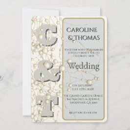 Convite Casamento Dourado de Script Pearl Moderno de Não-C