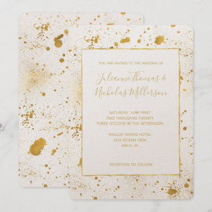 Convite Casamento Dourado de Splatters