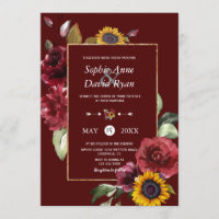 Casamento Dourado de Sunflower Real Burgundy