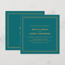 Casamento Dourado de Teal Simples Moderno