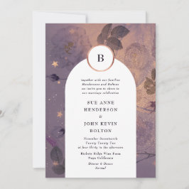Convite Casamento Dourado do Arco Floral de Boho Leve Mági