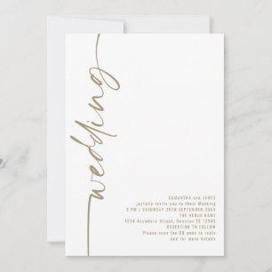 Convite Casamento Dourado do Código QR de Caligrafia Elega