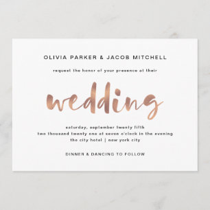 Convite Casamento Dourado do Elegante Faux Rosa