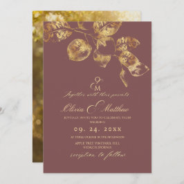 Convite Casamento Dourado do Elegante Rosa Brown Pantone