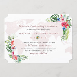 Convite Casamento Dourado do Mundo Tropical Elegante