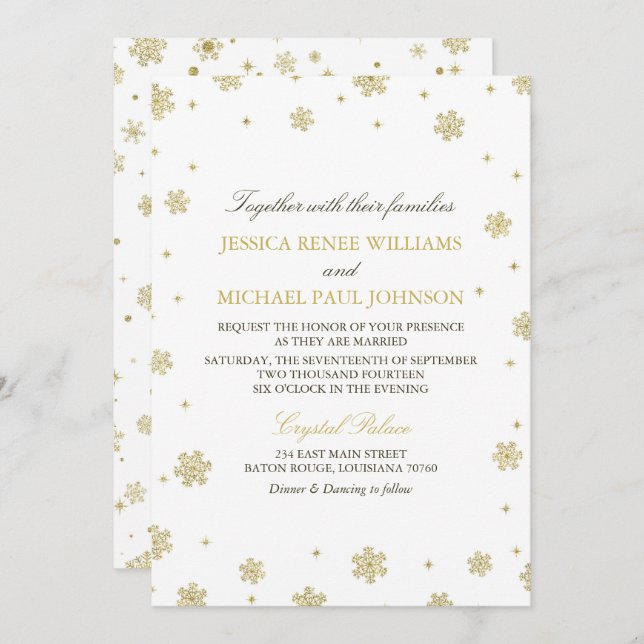 Convite Casamento Dourado do país das maravilhas do (Frente/Verso)