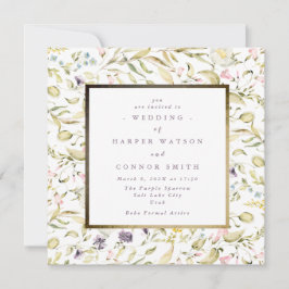 Convite Casamento Dourado do Primavera Boho Wildflower Pam