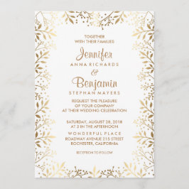 Convite Casamento Dourado e Branco da Respiração do Bebê